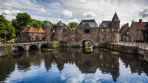 Reflection of built structures in river