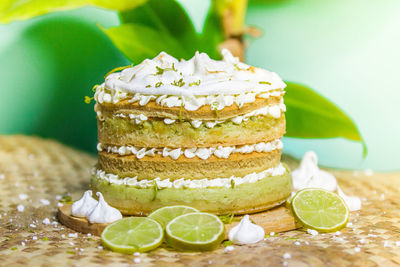 Close-up of cake on table