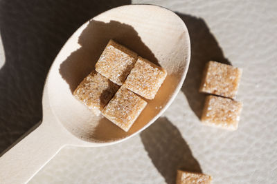 Brown sugar cubes close up