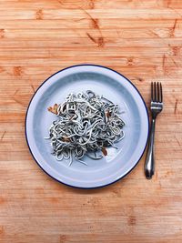 High angle view of food on table