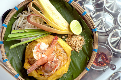 High angle view of food in container