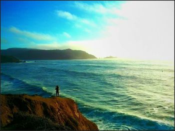 Scenic view of sea against clear sky