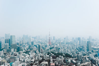 Tokyo cityscape in a foggy day