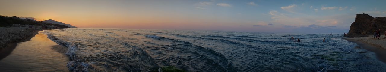 Panoramic view of sea against sky during sunset