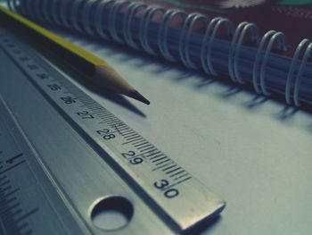High angle view of pen on table