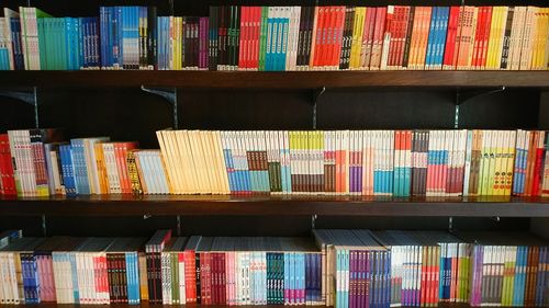 Full frame shot of books in shelf