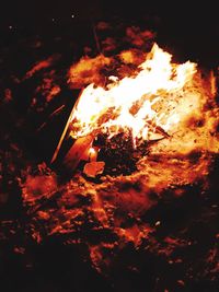 Close-up of bonfire at night