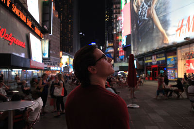 Crowd on street at night