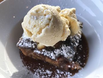 High angle view of dessert