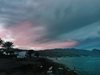 Scenic view of sea against sky at sunset