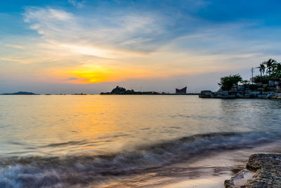 Scenic view of sea against sky during sunset