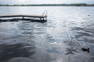 Bench in lake