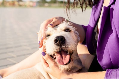 Portrait of woman with dog