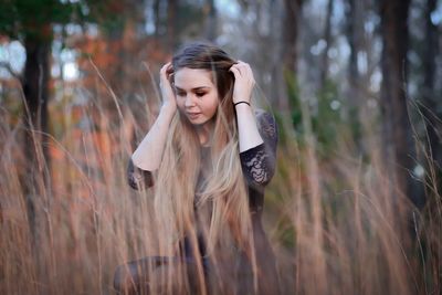Portrait of a teenage girl in forest