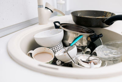 High angle view of dental equipment