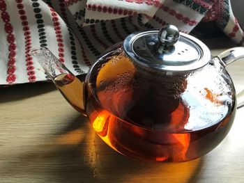 Close-up of tea cup on table