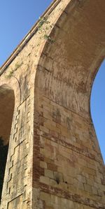 Low angle view of built structure against blue sky