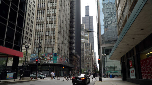 View of city street and buildings