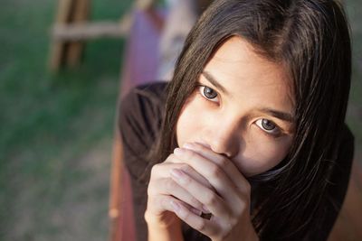 Close-up portrait of a young woman