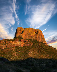 Rock formations on landscape against sky