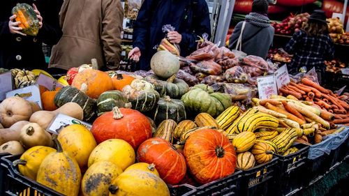 Various fruits for sale at market stall