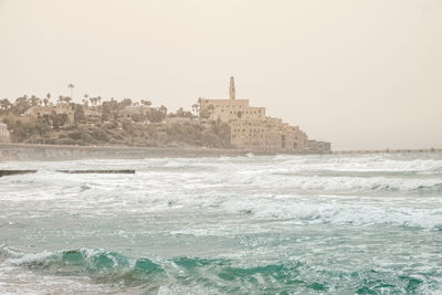 Scenic view of sea against clear sky