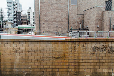 Surrounding wall against buildings in city