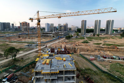 High angle view of construction site