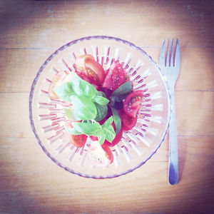 High angle view of food on table