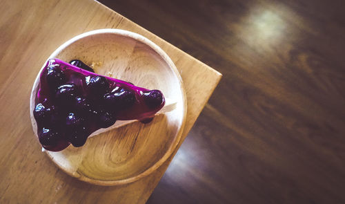 High angle view of ice cream on table