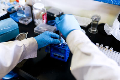 Close up biology laboratory equipment