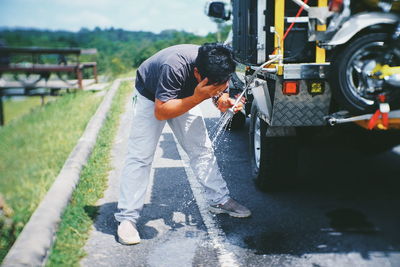 Man washing face