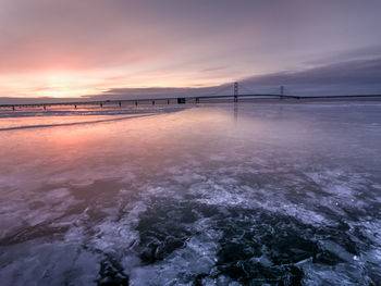 Scenic view of sea against sky at sunset