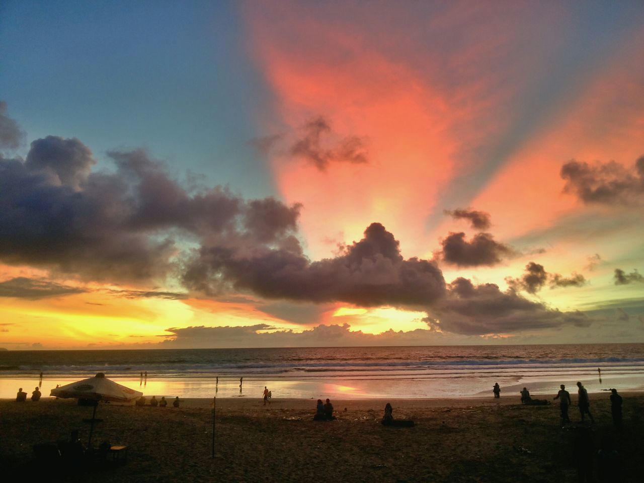 sunset, sea, sky, beach, water, scenics, beauty in nature, tranquil scene, horizon over water, tranquility, cloud - sky, orange color, shore, idyllic, silhouette, nature, cloud, dramatic sky, incidental people, sand