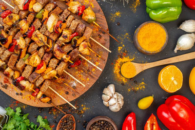 High angle view of food on table