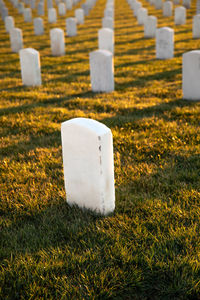 War veteran's cemetery at sunset