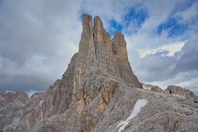 Low angle view of rock formations against sky