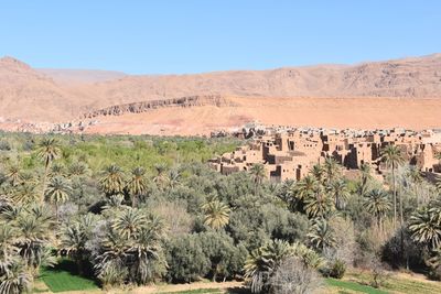 Scenic view of desert against clear sky