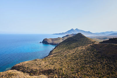 Scenic view of sea against clear sky