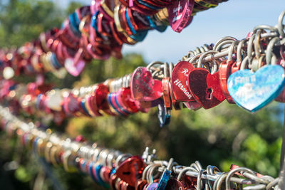 Close-up of padlocks