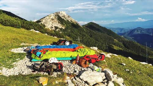 Camping on mountain range