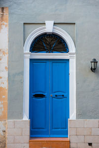 Closed blue door