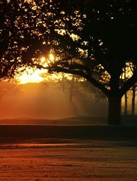 Scenic view of river at sunset