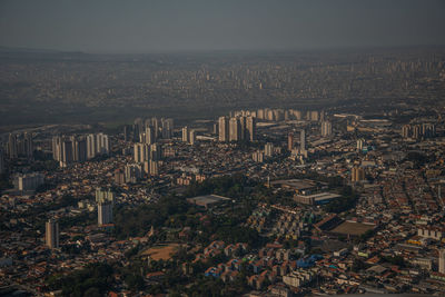 High angle view of buildings in city