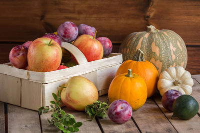 High angle view of pumpkin on table