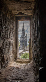 View of temple through window