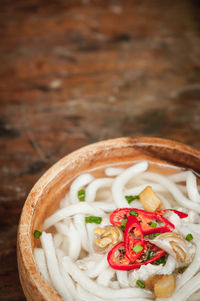 Close-up of noodles in bowl