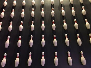 Full frame shot of bowling pins