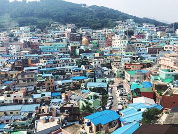 High angle view of city