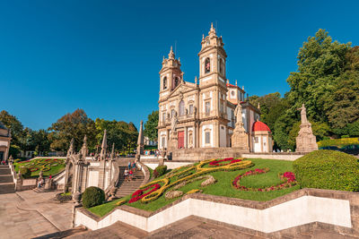 Tenoes, portugal. exterior view of the neoclassical church bom jesus do monte in braga.